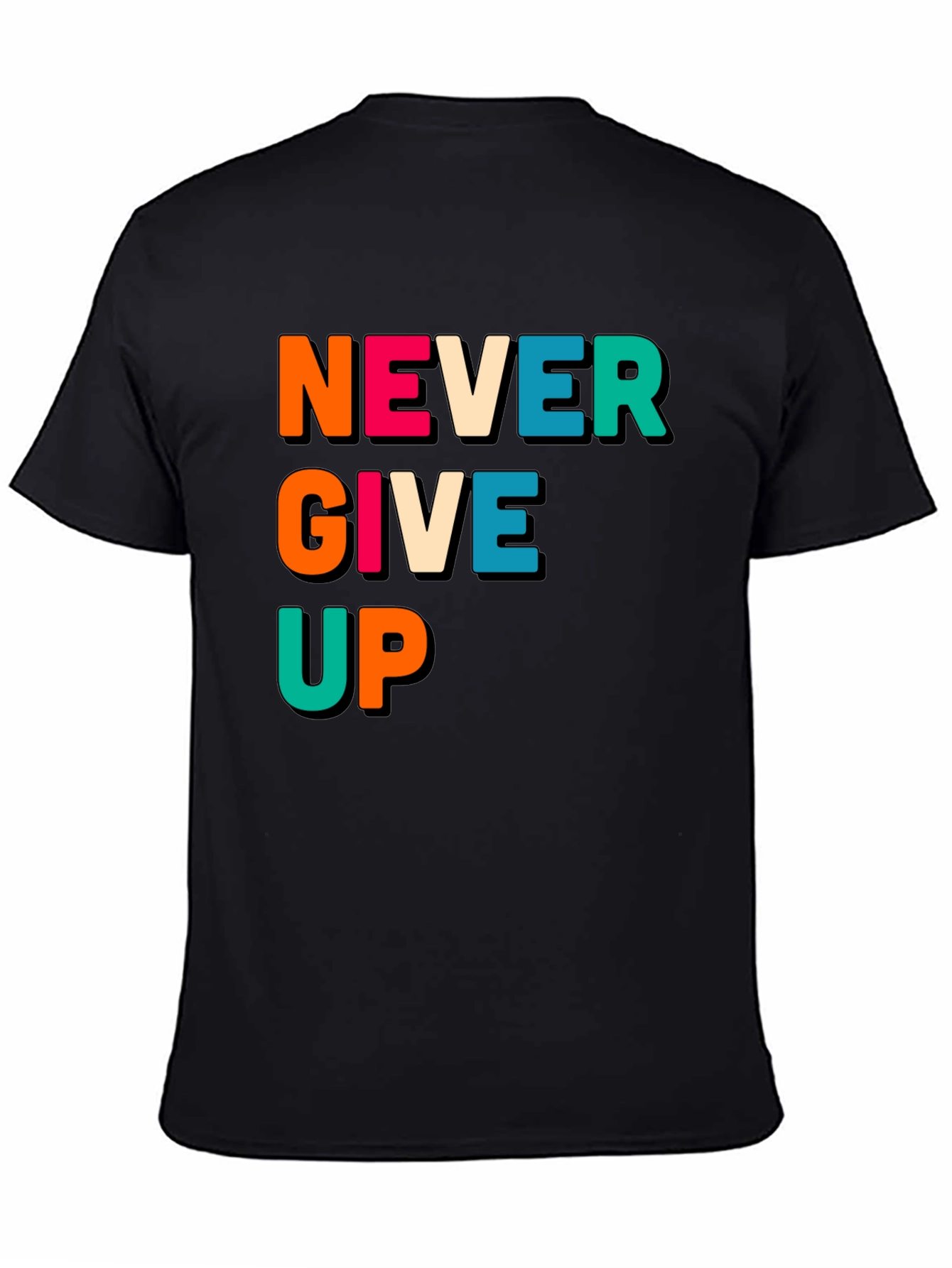Never Give Up Black Graphic Tee