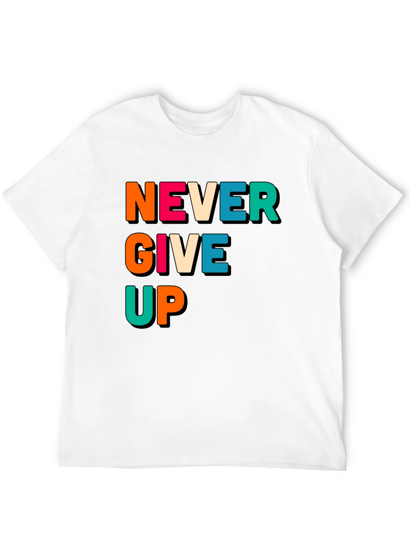 Never Give Up Black Graphic Tee