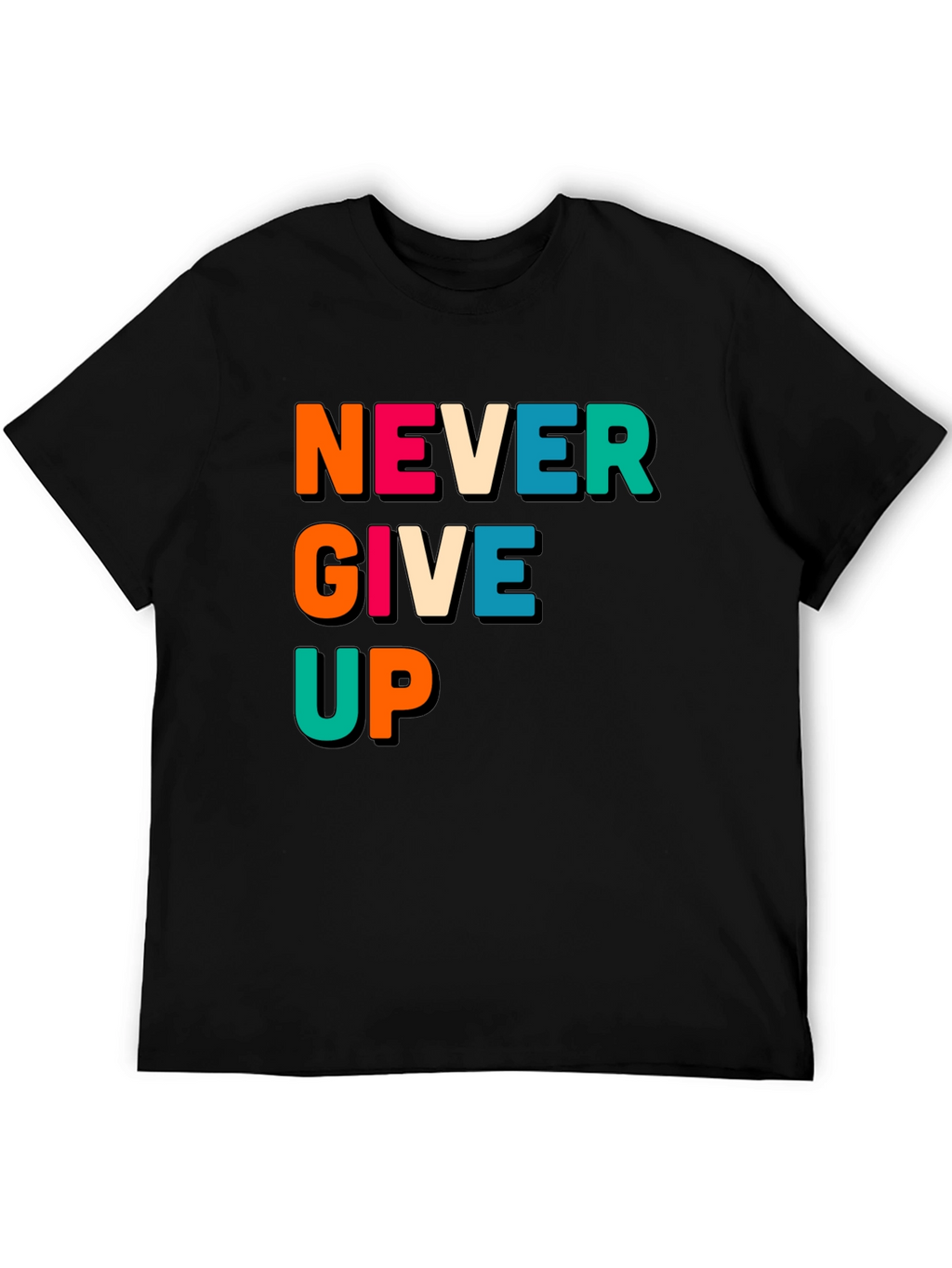 Never Give Up Black Graphic Tee