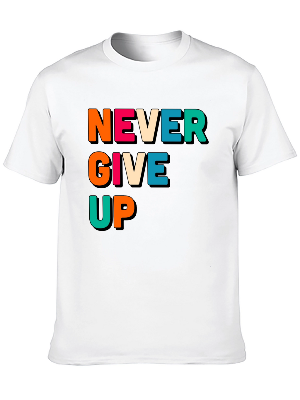 Never Give Up Black Graphic Tee