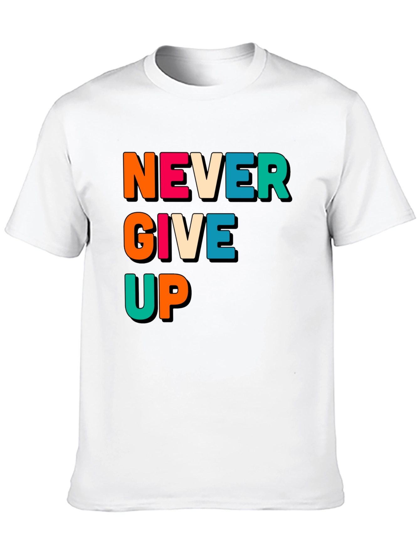Never Give Up Black Graphic Tee