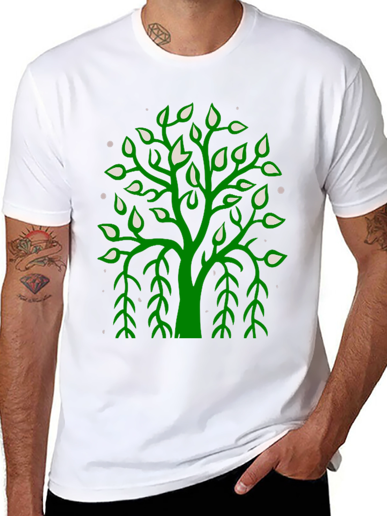 Green Tree Graphic Black Tee