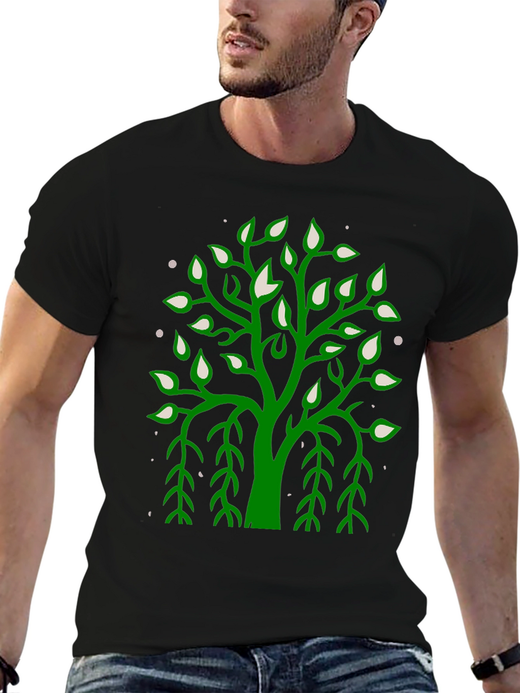Green Tree Graphic Black Tee