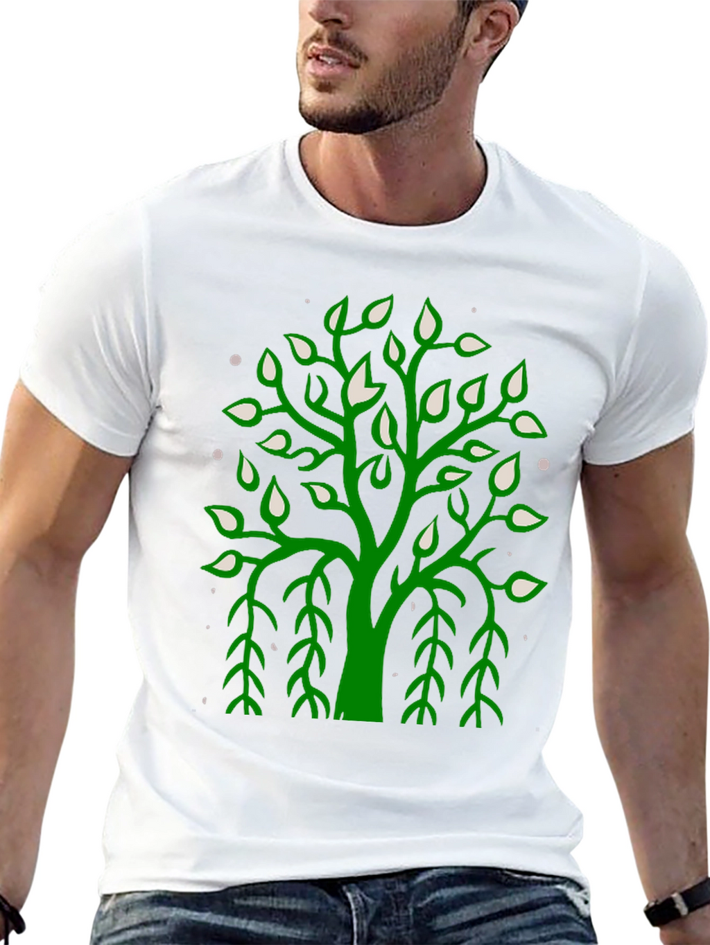 Green Tree Graphic Black Tee