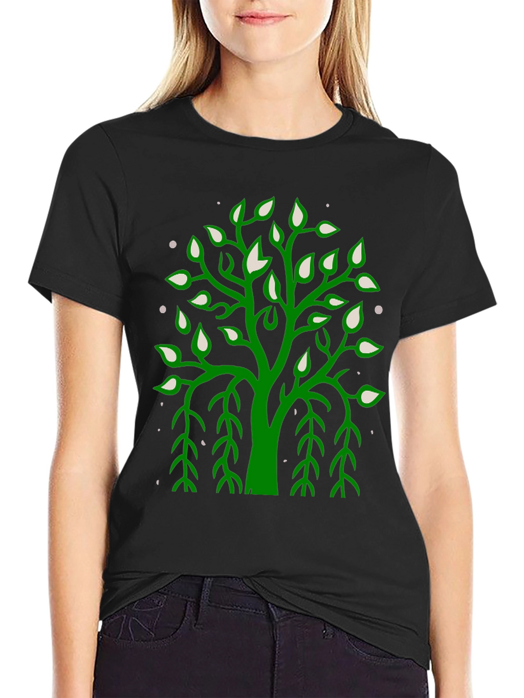 Green Tree Graphic Black Tee