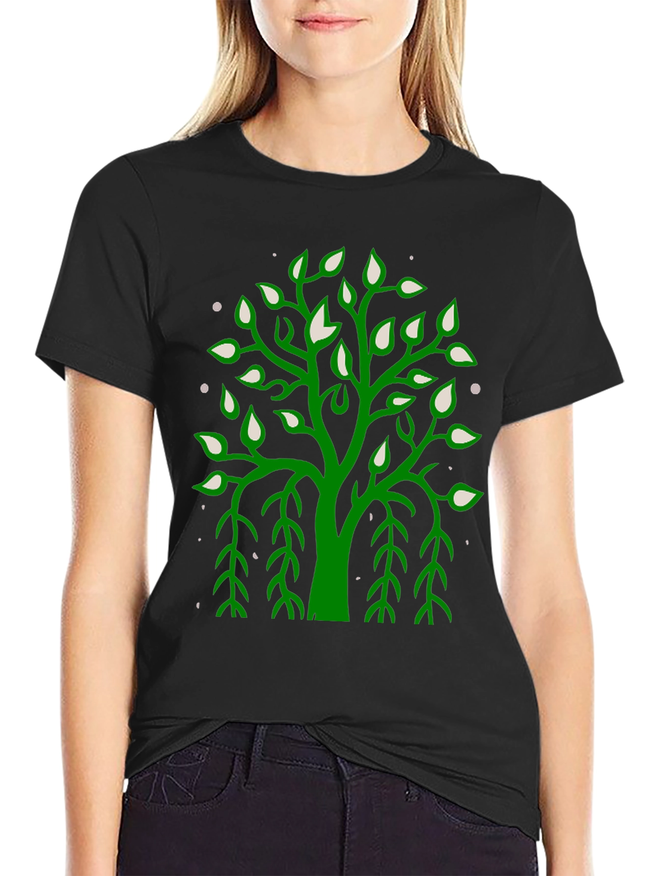 Green Tree Graphic Black Tee