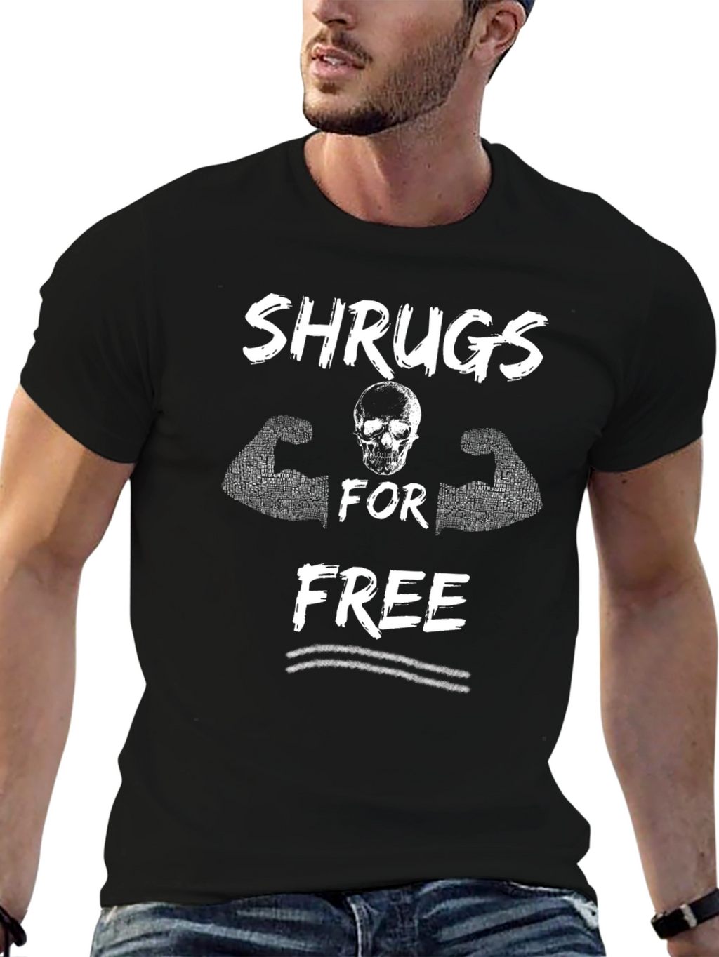 Shrugs For Free Black Graphic Tee