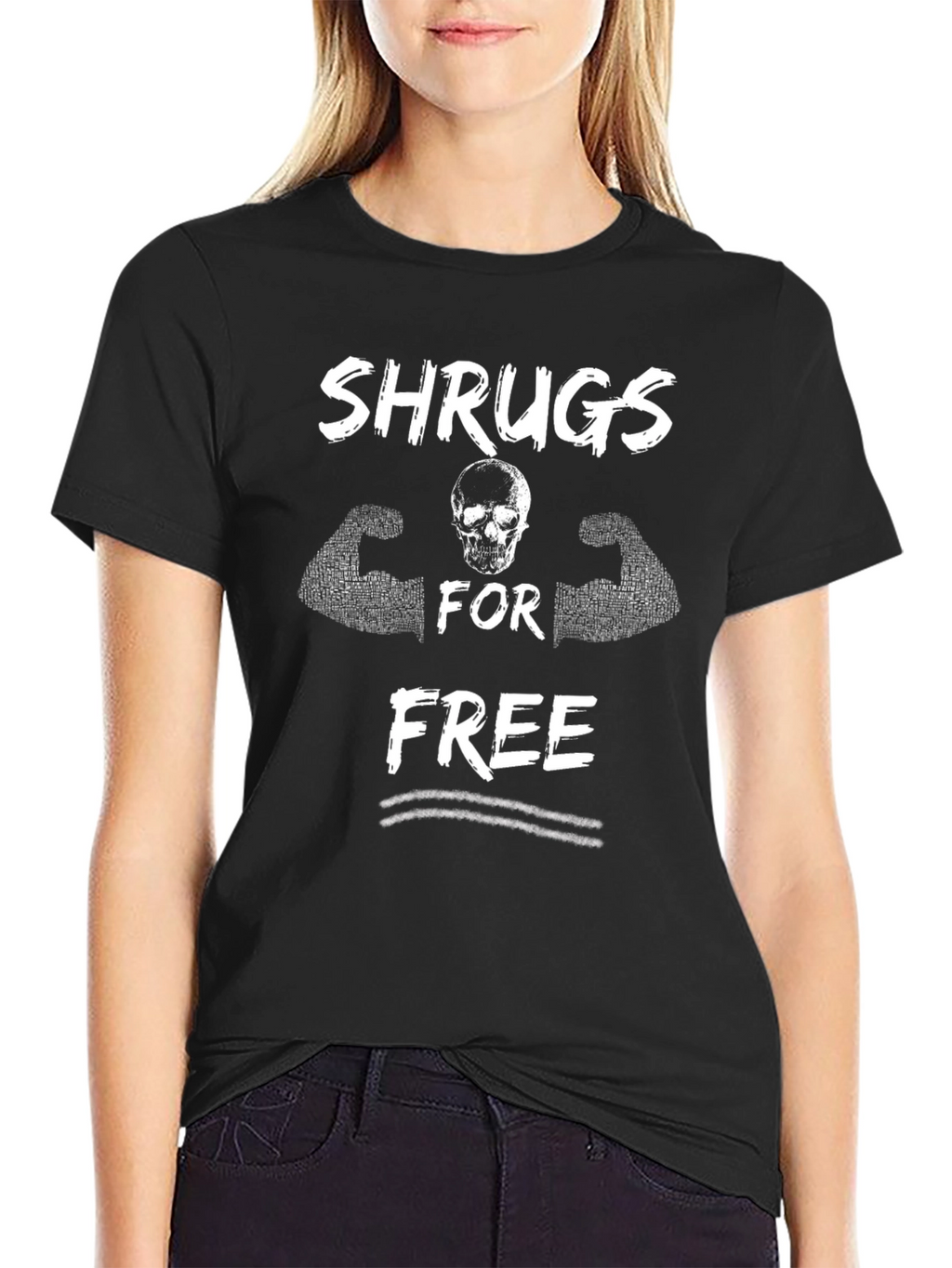 Shrugs For Free Black Graphic Tee