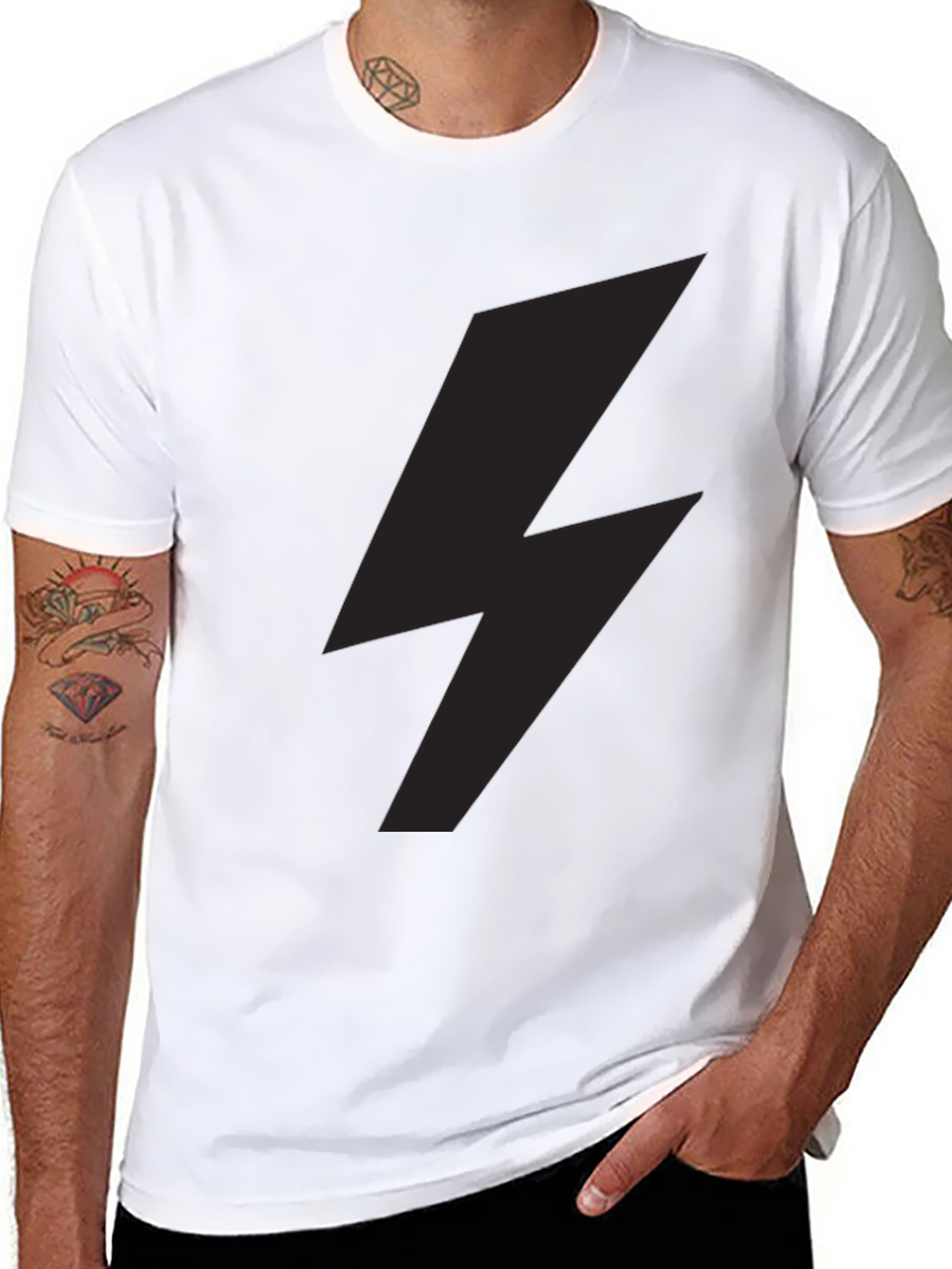 Lightning Bolt Graphic Tee - Stylish Black T-Shirt