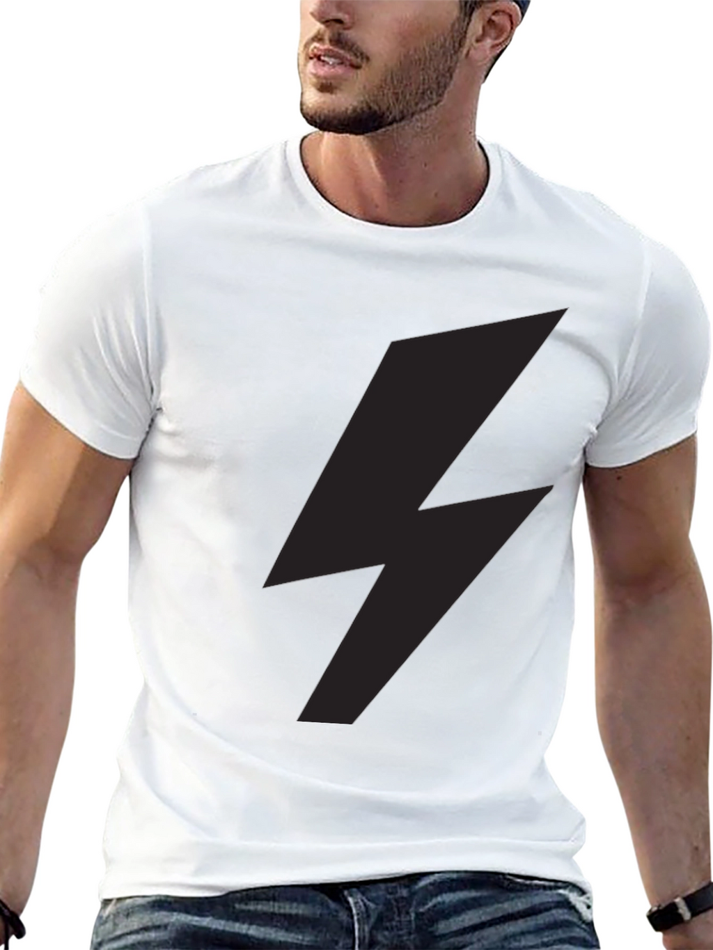 Lightning Bolt Graphic Tee - Stylish Black T-Shirt