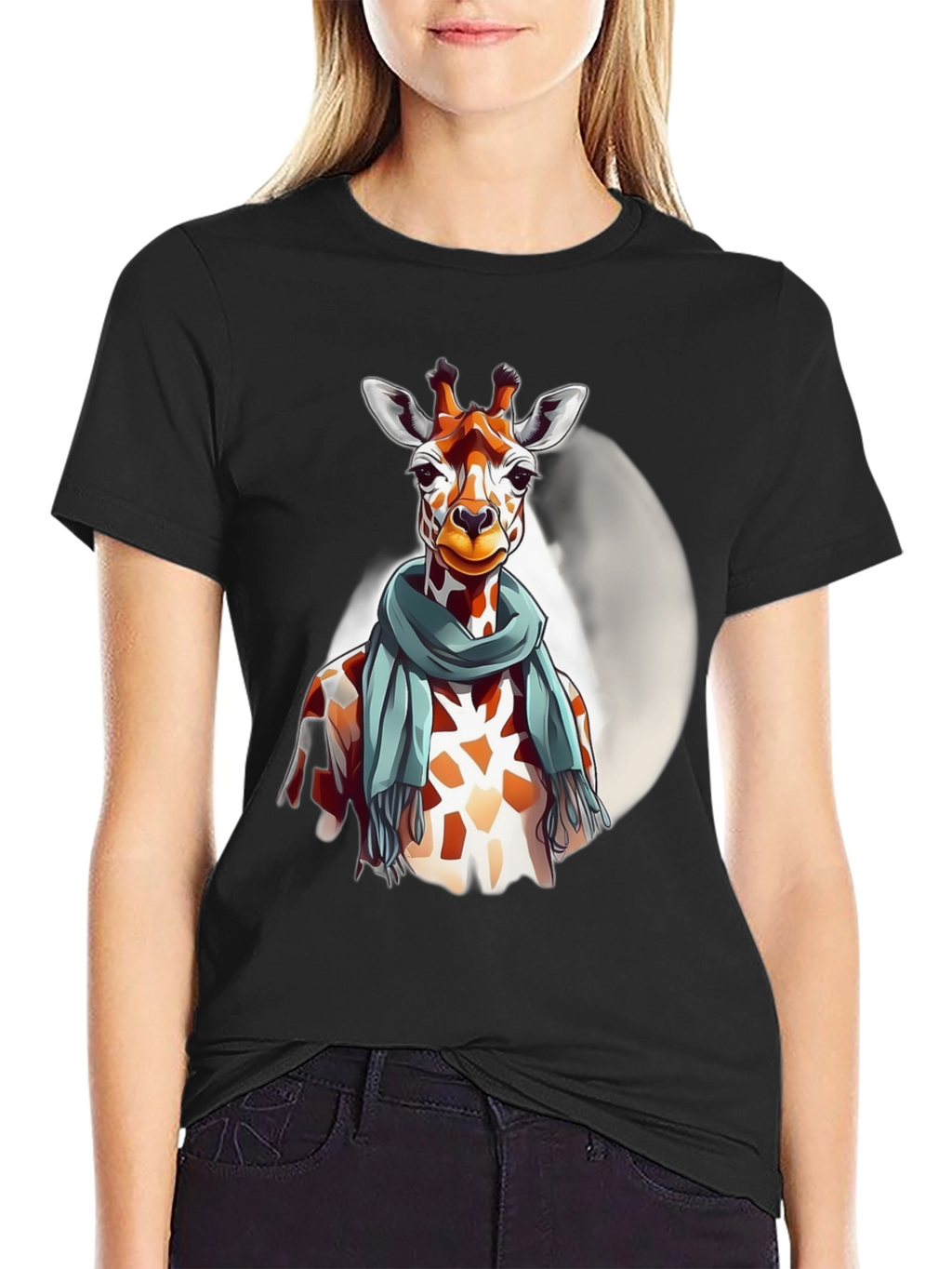Giraffe Scarf Graphic Tee - Unique Design