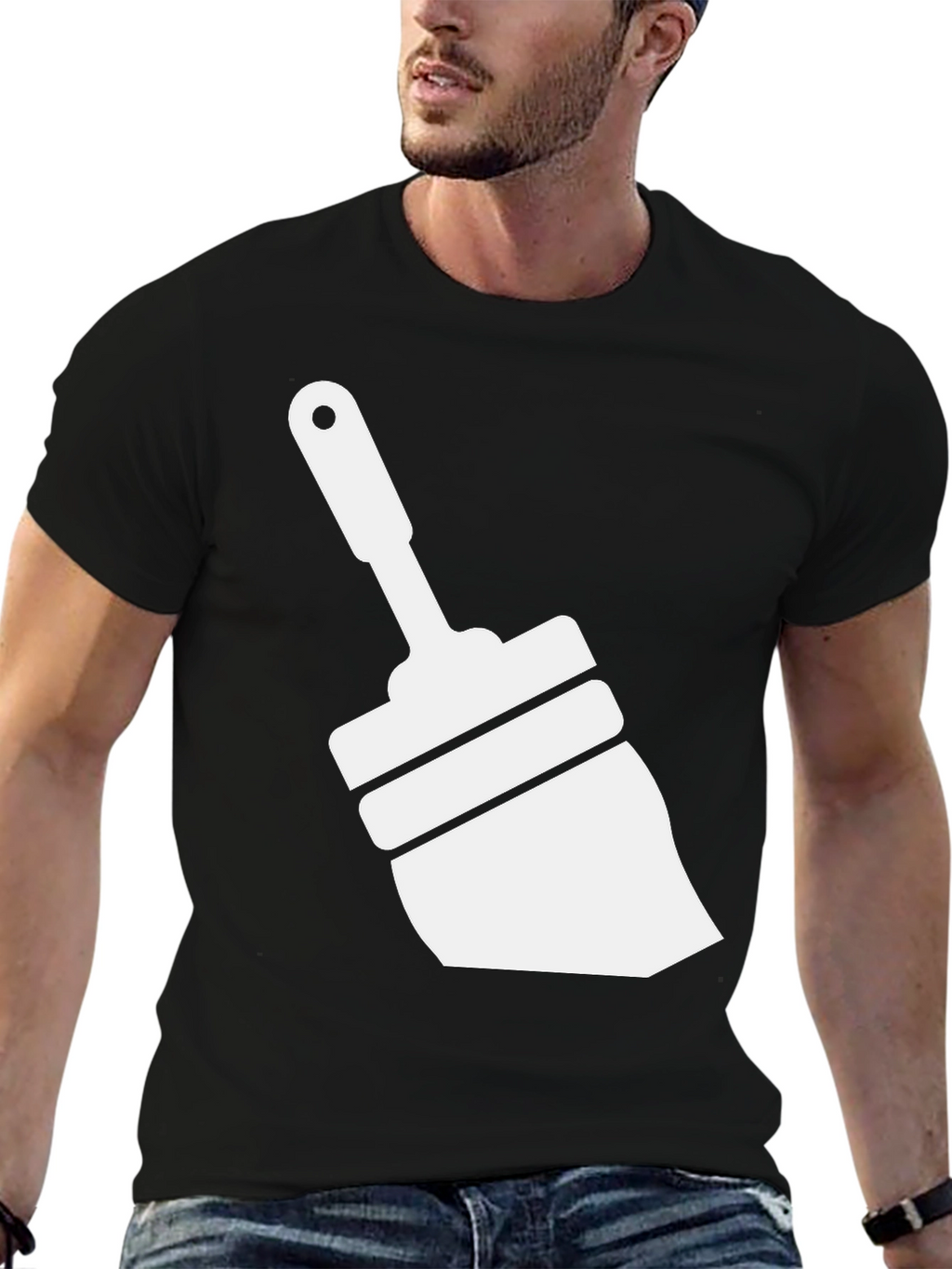 Brush Graphic Tee - Black Casual T-Shirt