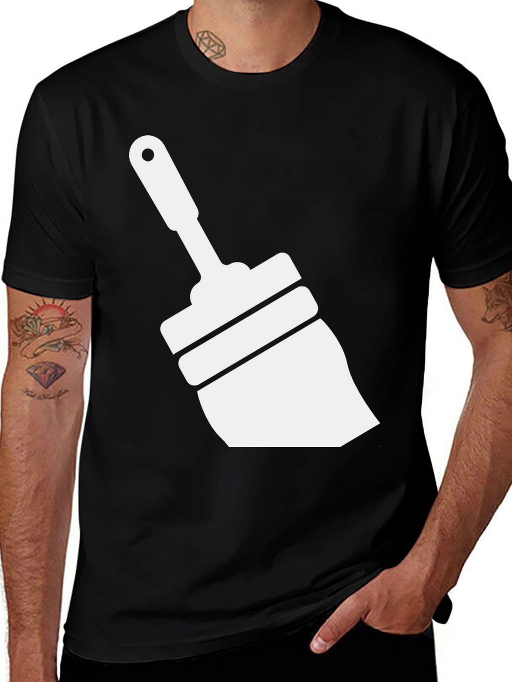 Brush Graphic Tee - Black Casual T-Shirt