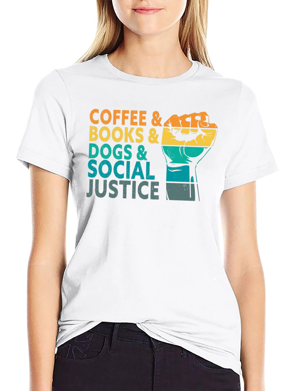 Coffee Books Dogs and Social Justice Graphic Tee