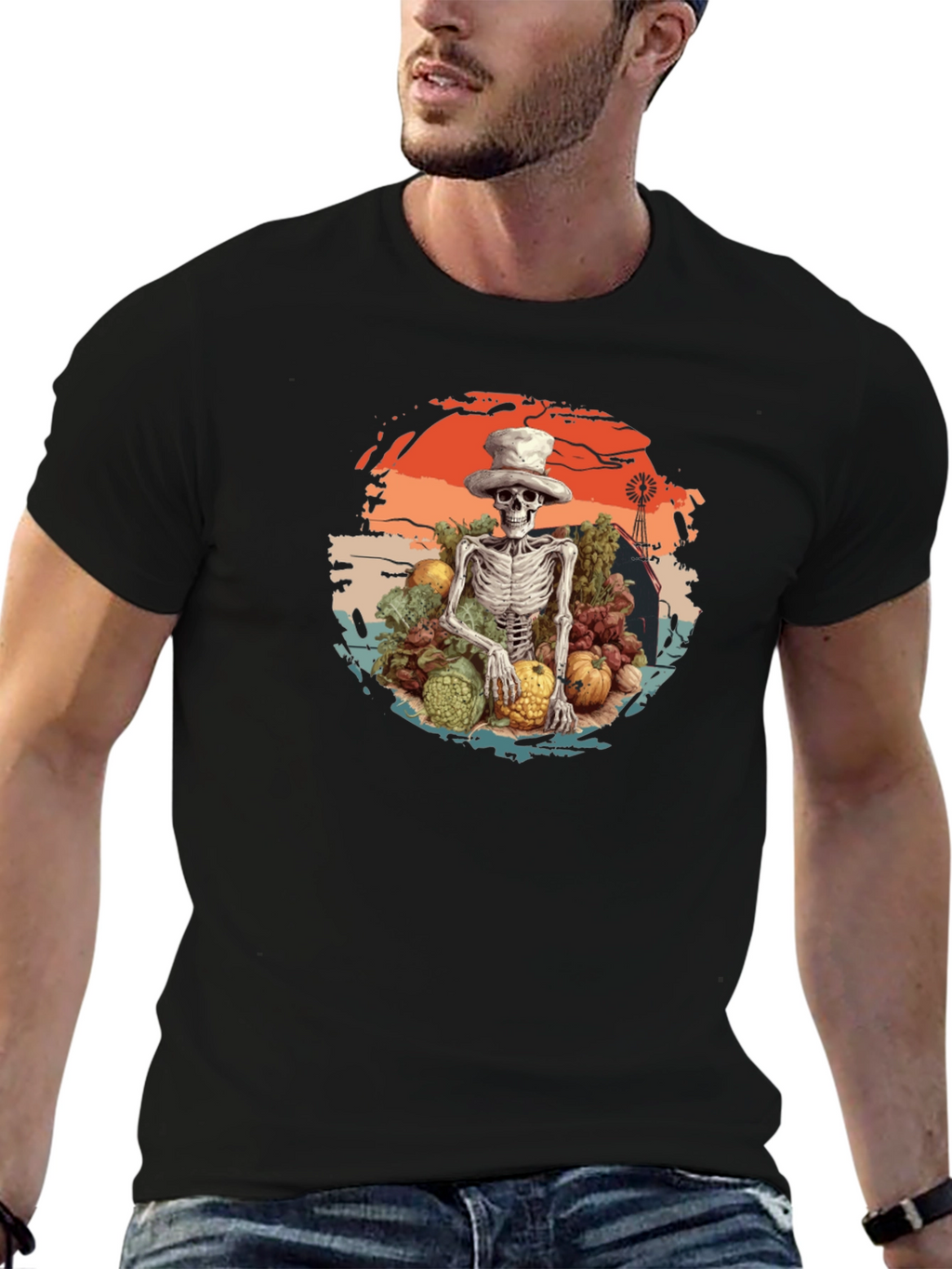 Harvest Skeleton Graphic T-Shirt