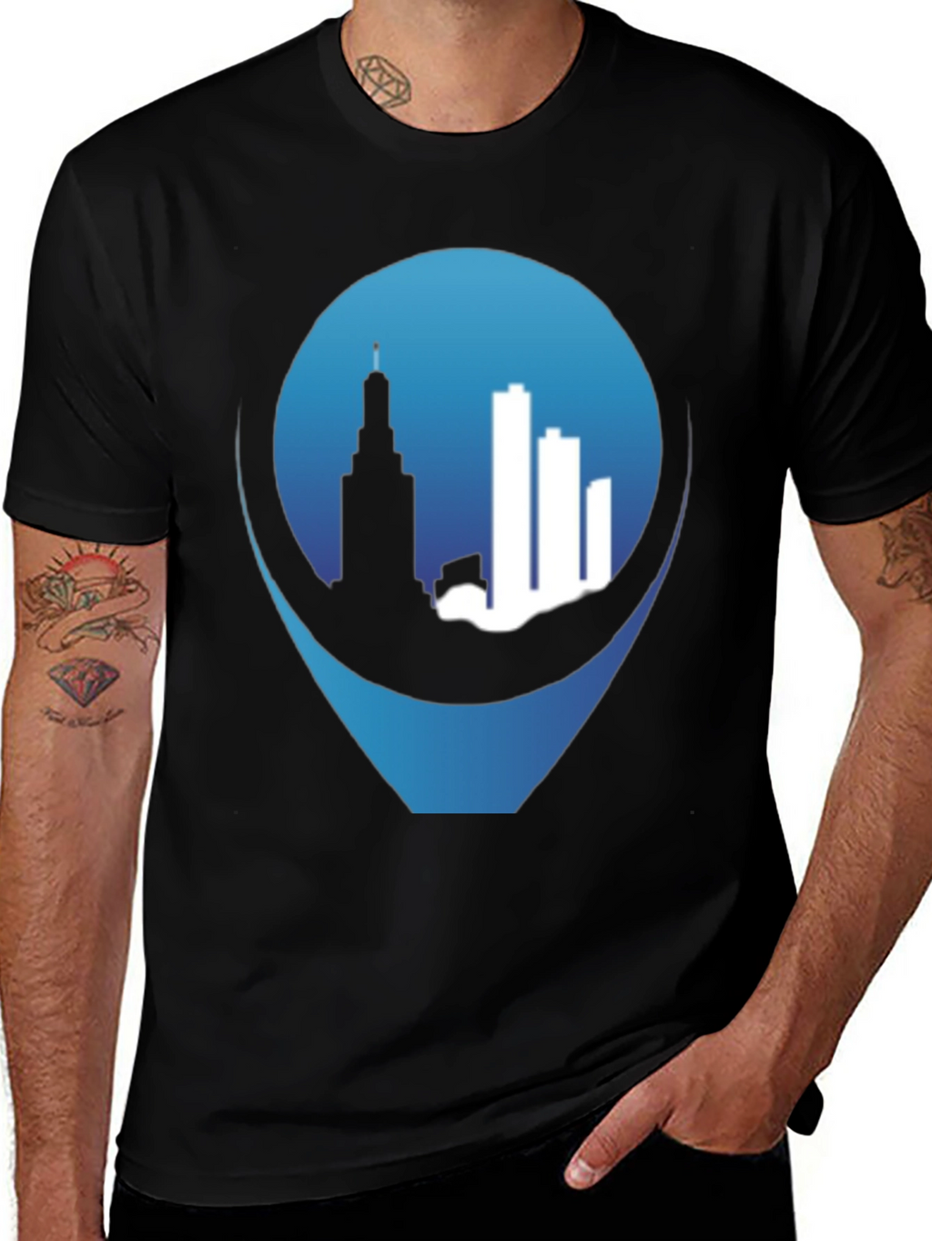 Cityscape Pin Black T-Shirt