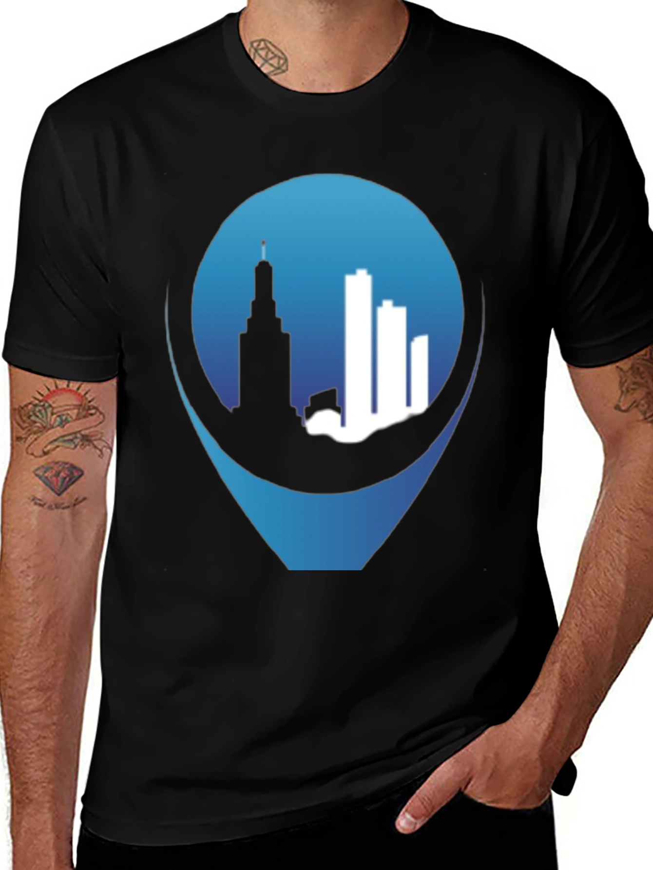 Cityscape Pin Black T-Shirt