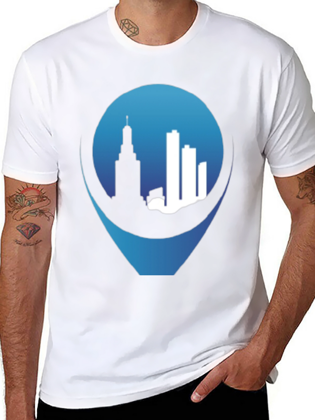 Cityscape Pin Black T-Shirt