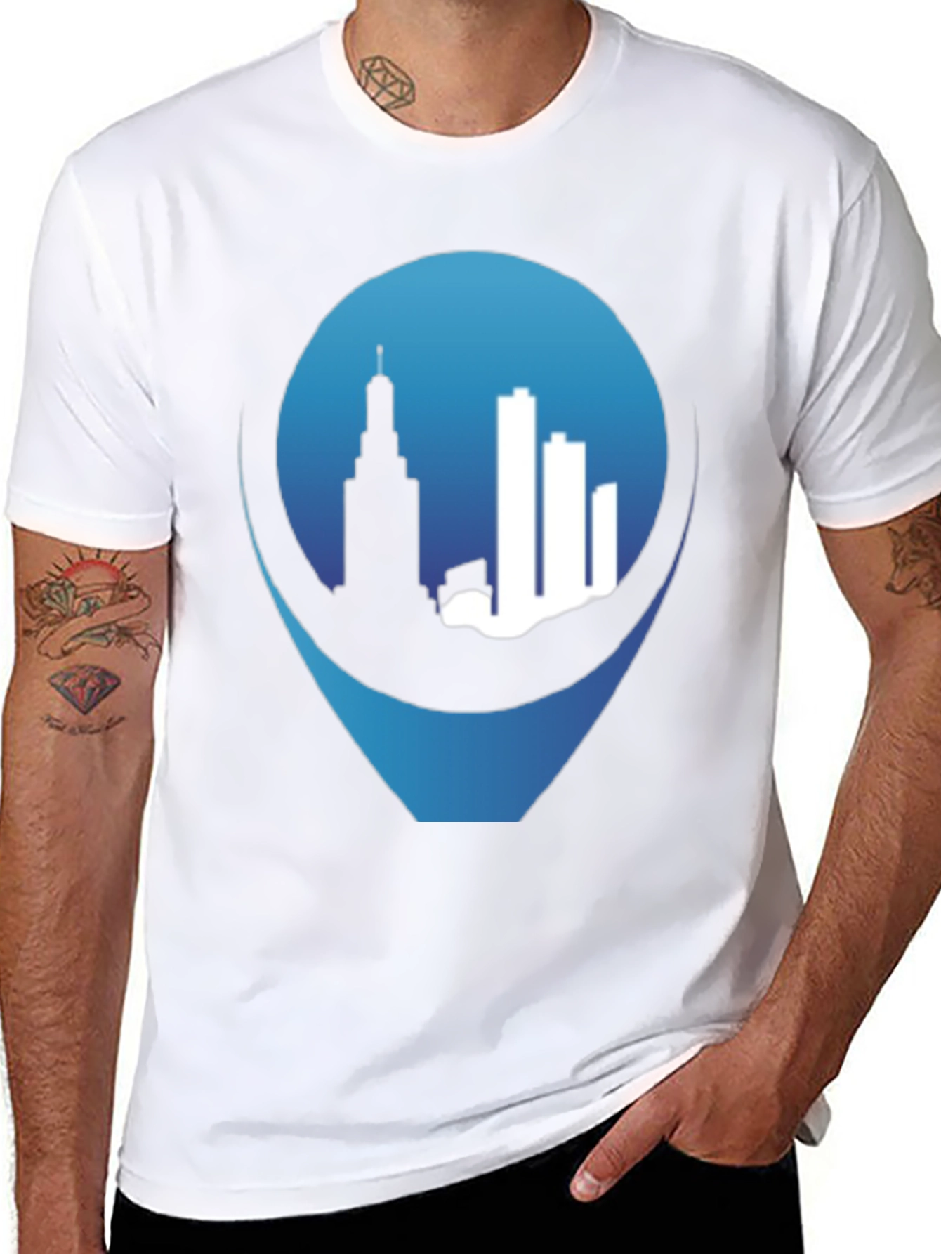 Cityscape Pin Black T-Shirt