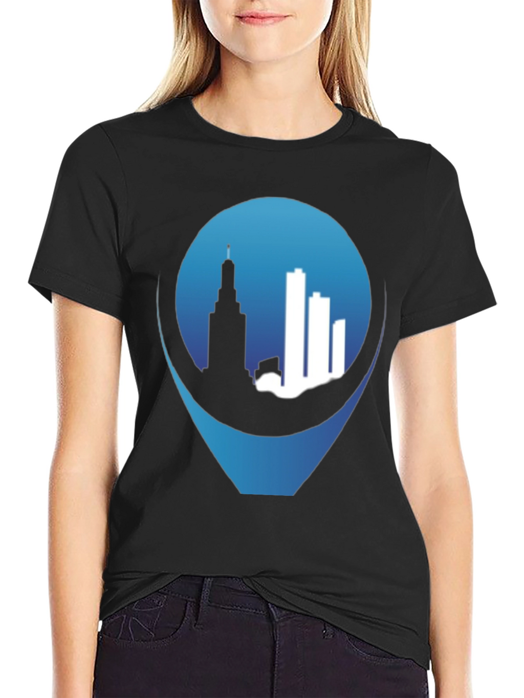Cityscape Pin Black T-Shirt