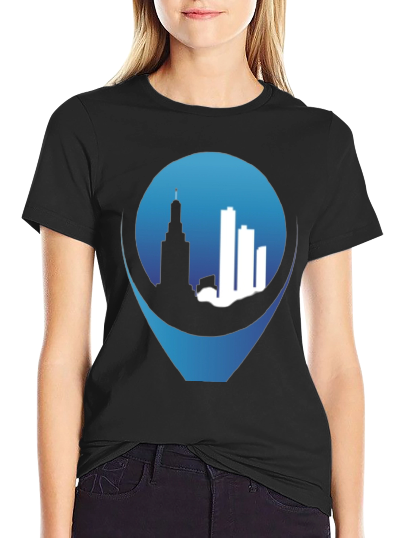 Cityscape Pin Black T-Shirt