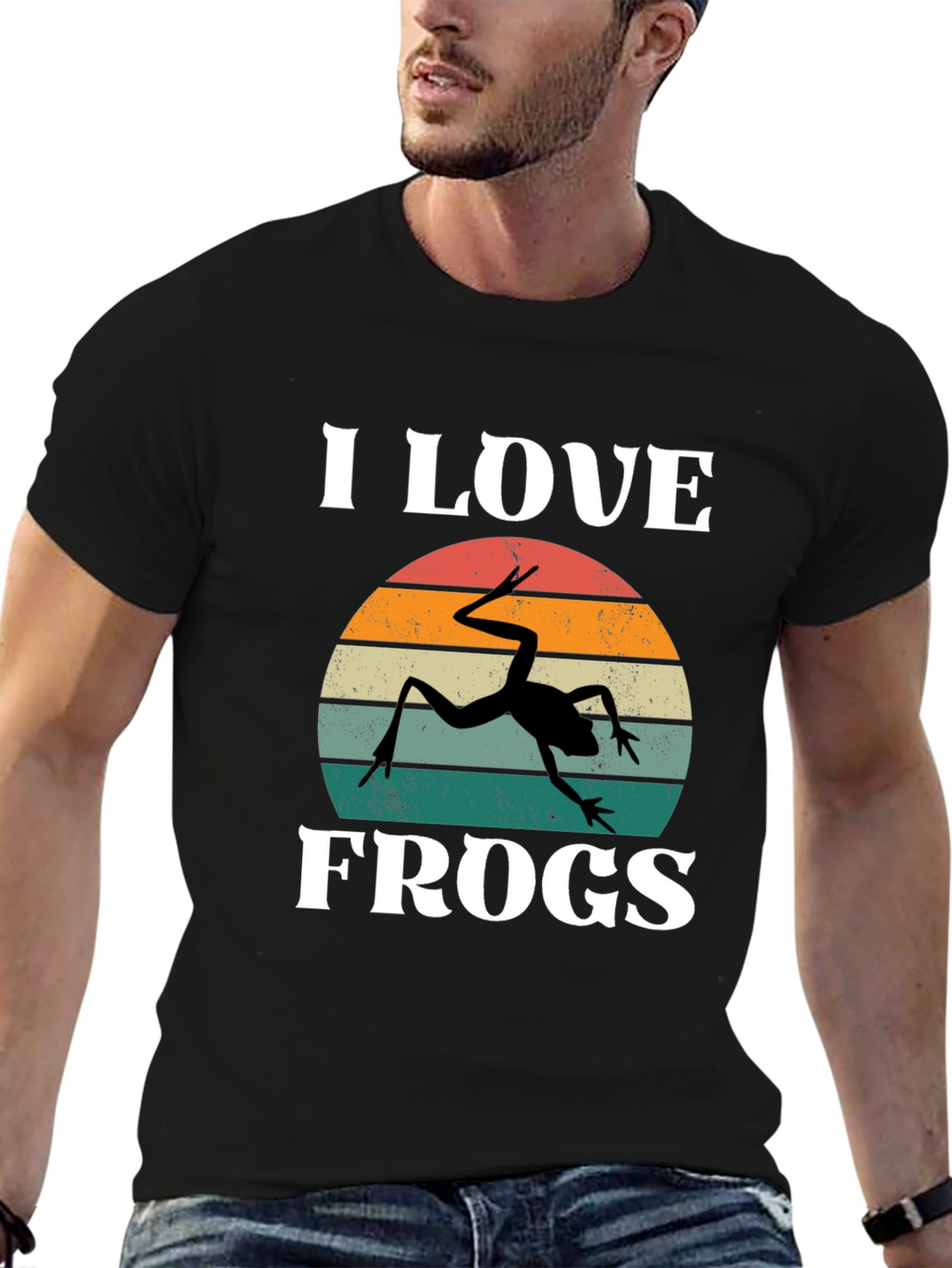 I Love Frogs Retro Graphic T-Shirt
