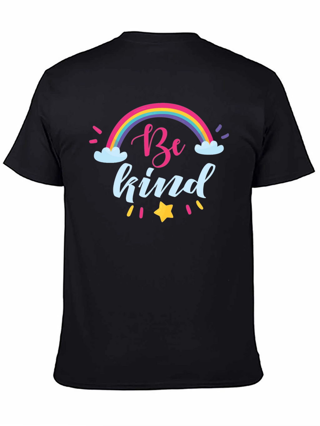 Be Kind Rainbow T-Shirt - Black Crew Neck Tee