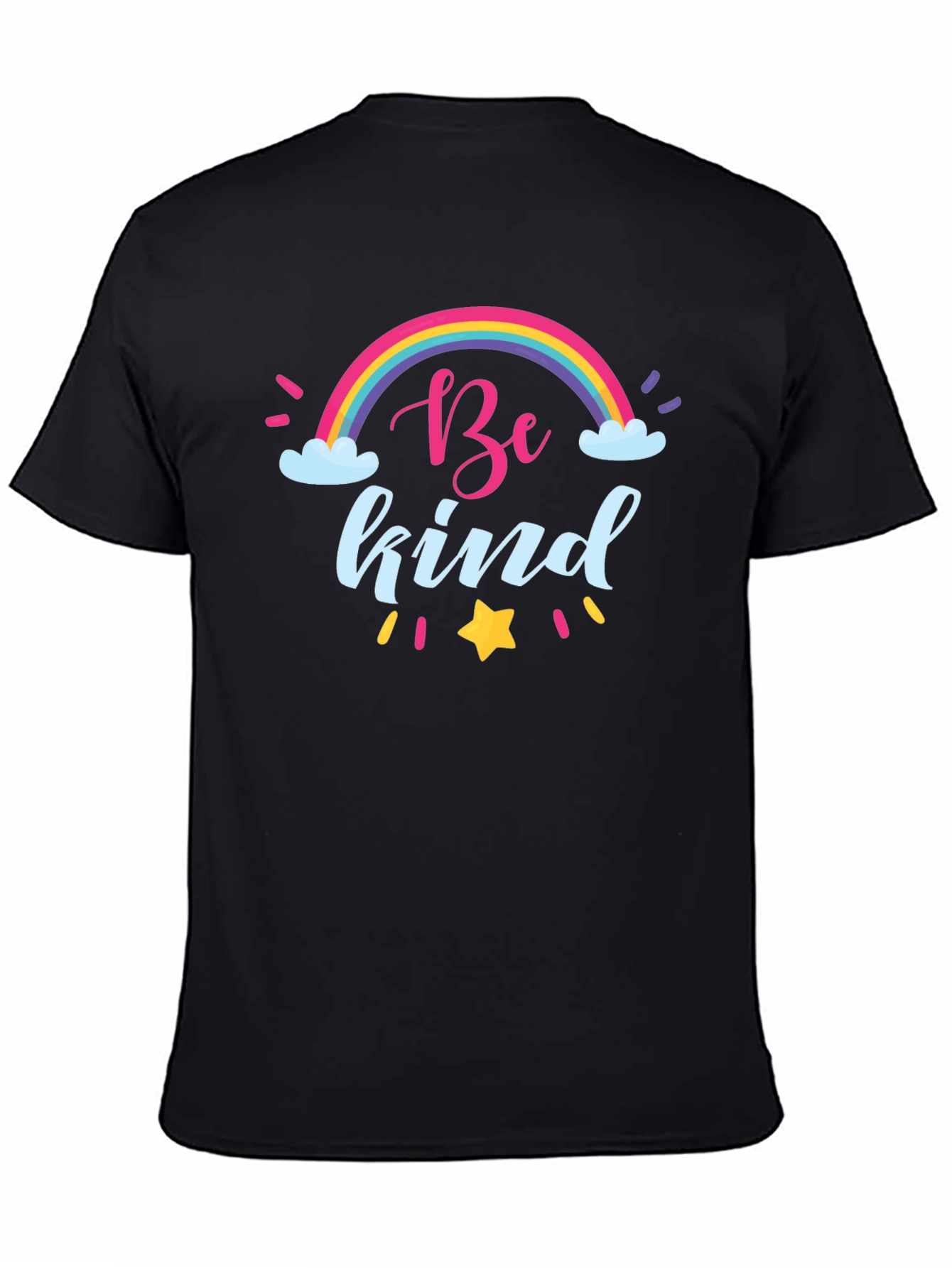 Be Kind Rainbow T-Shirt - Black Crew Neck Tee