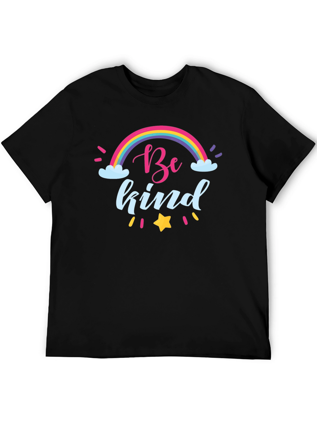 Be Kind Rainbow T-Shirt - Black Crew Neck Tee