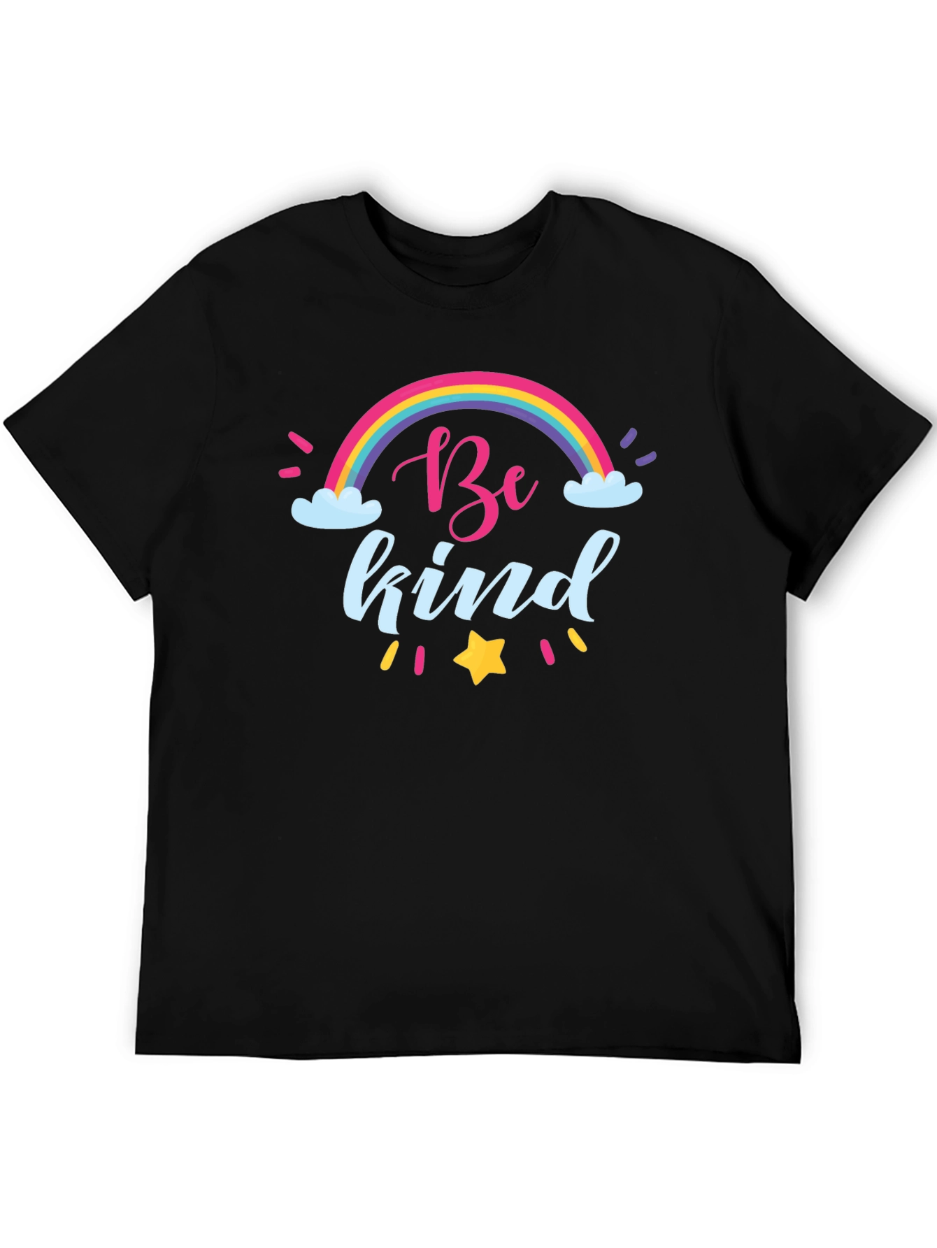Be Kind Rainbow T-Shirt - Black Crew Neck Tee