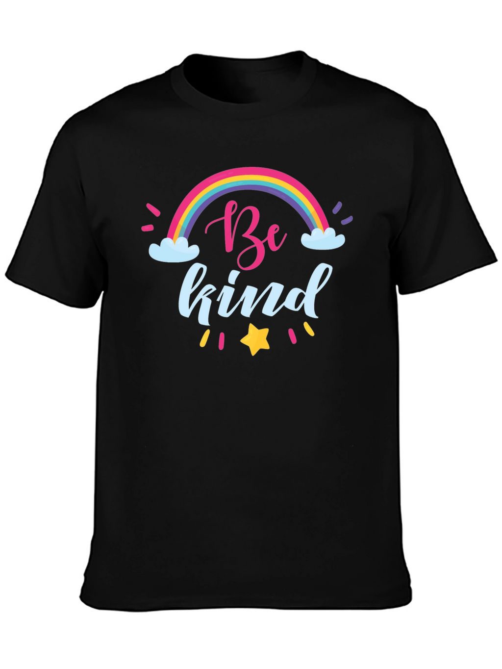 Be Kind Rainbow T-Shirt - Black Crew Neck Tee