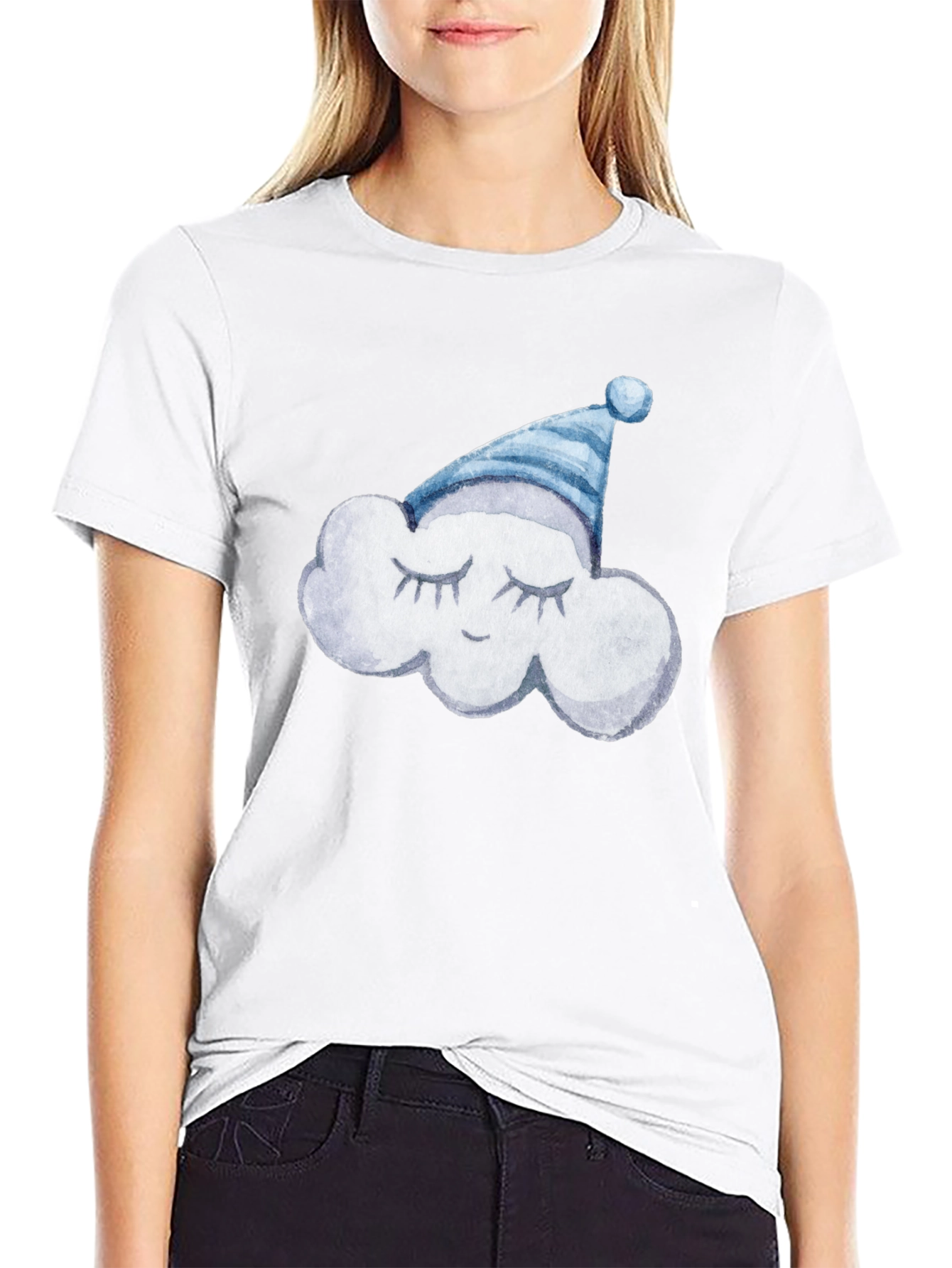 Dreamy Cloud Tee: Soft Black Cotton T-Shirt