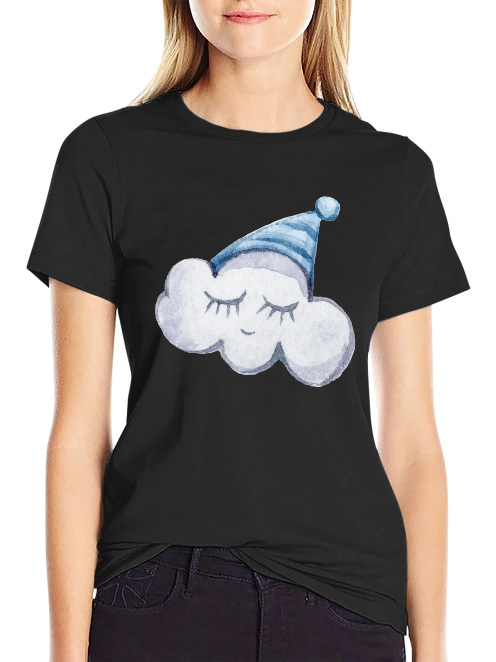 Dreamy Cloud Tee: Soft Black Cotton T-Shirt
