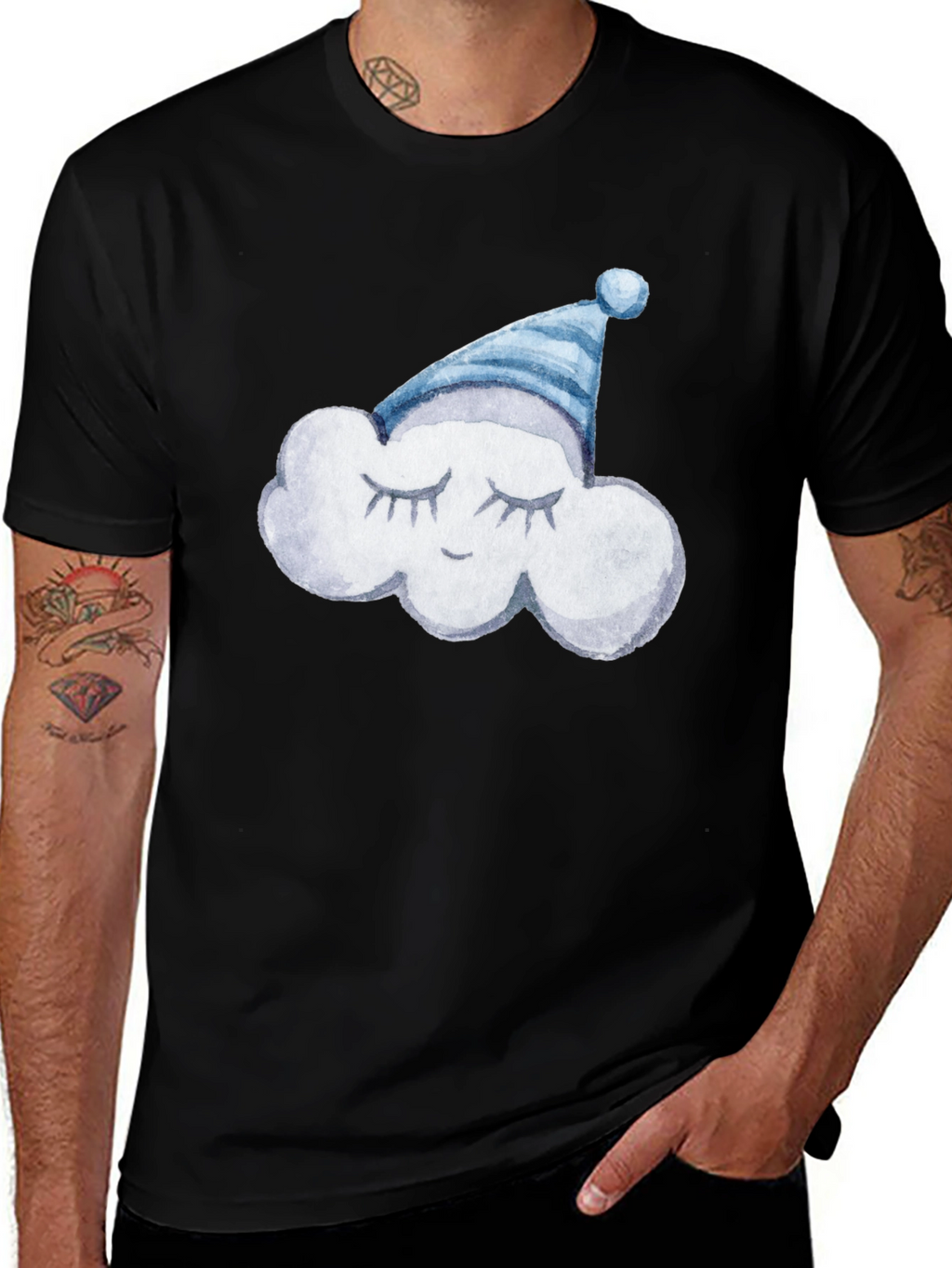 Dreamy Cloud Tee: Soft Black Cotton T-Shirt