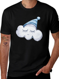 Dreamy Cloud Tee: Soft Black Cotton T-Shirt