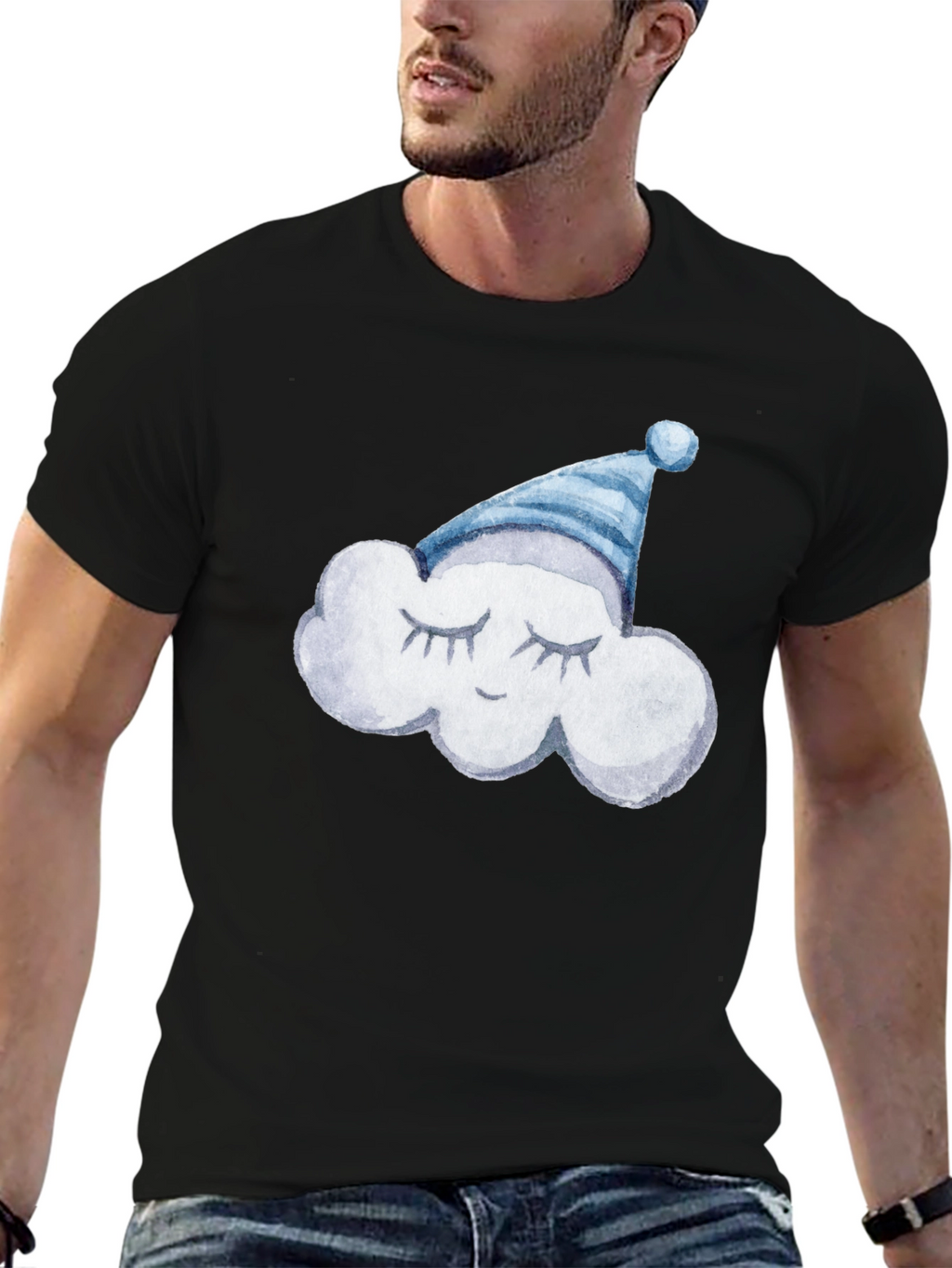 Dreamy Cloud Tee: Soft Black Cotton T-Shirt