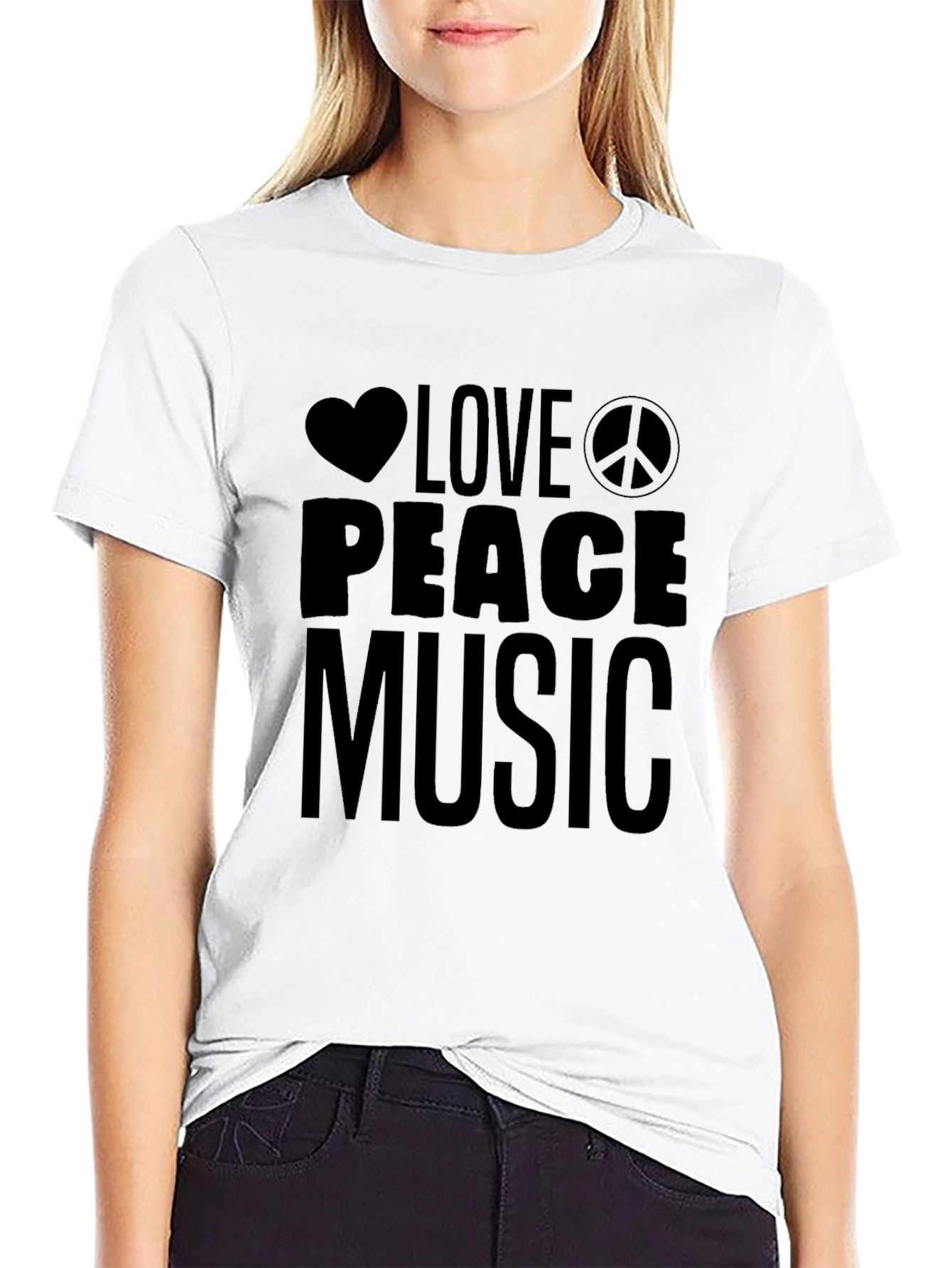 Love Peace Music T-Shirt - Black Graphic Tee
