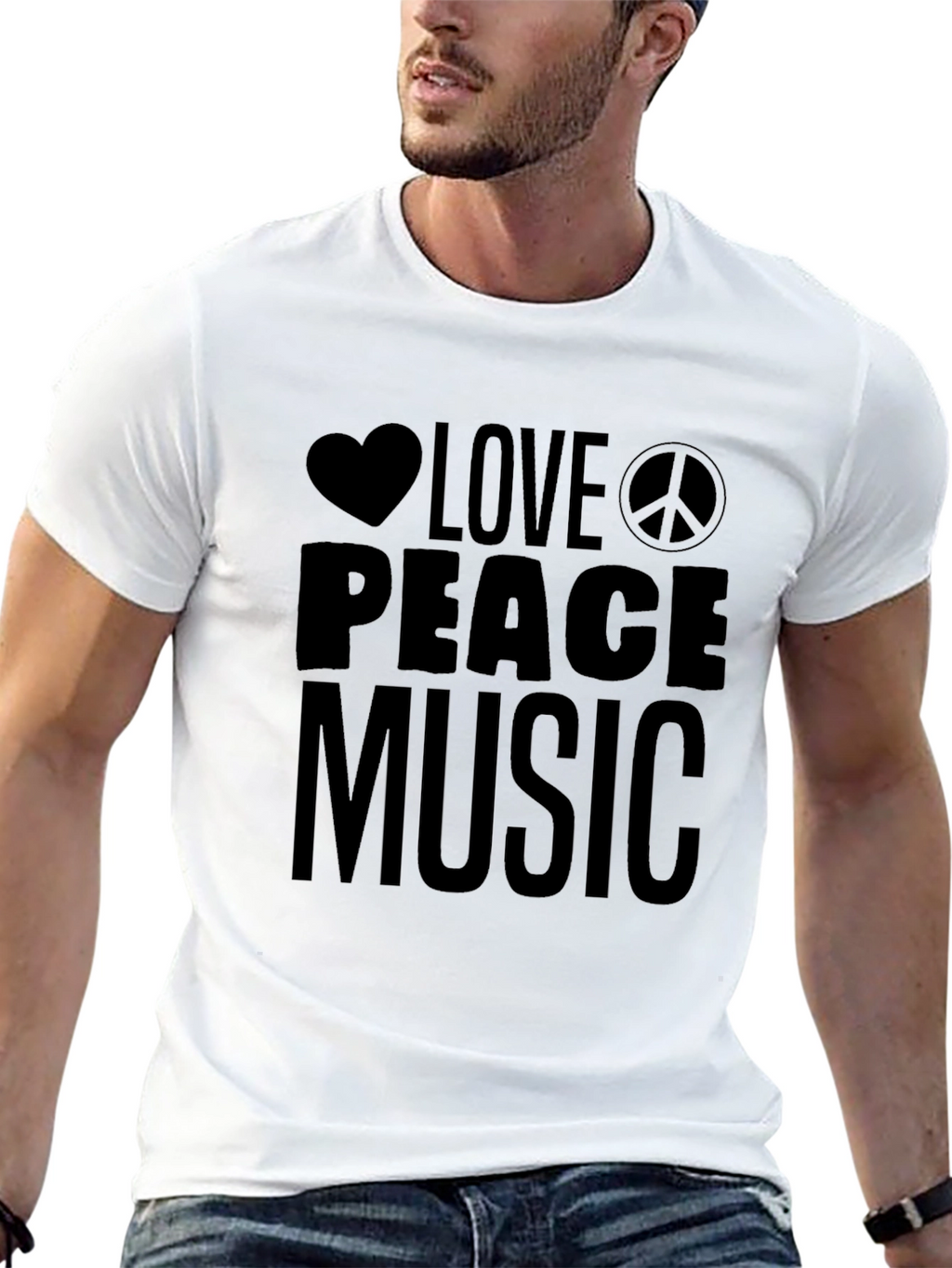 Love Peace Music T-Shirt - Black Graphic Tee