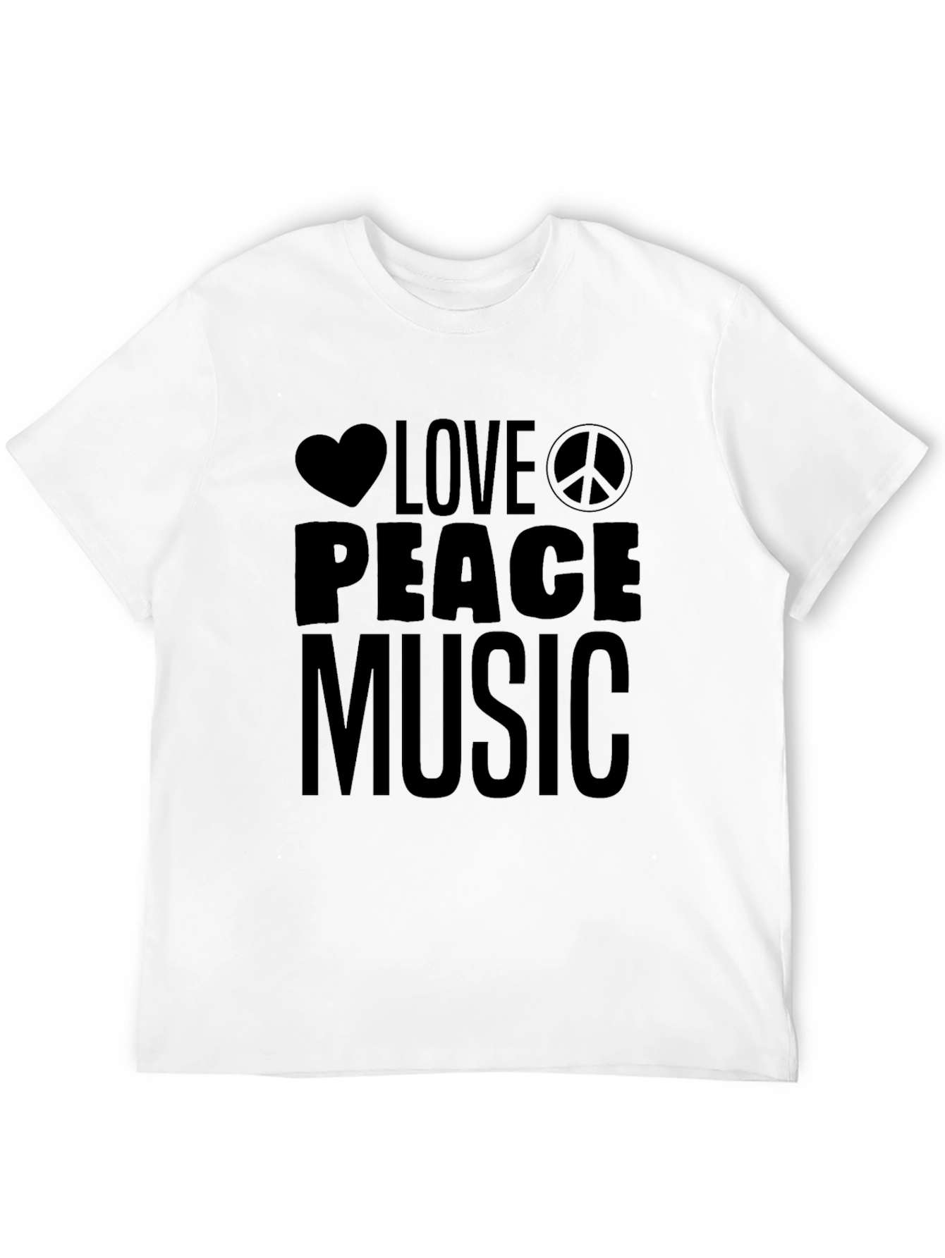 Love Peace Music T-Shirt - Black Graphic Tee