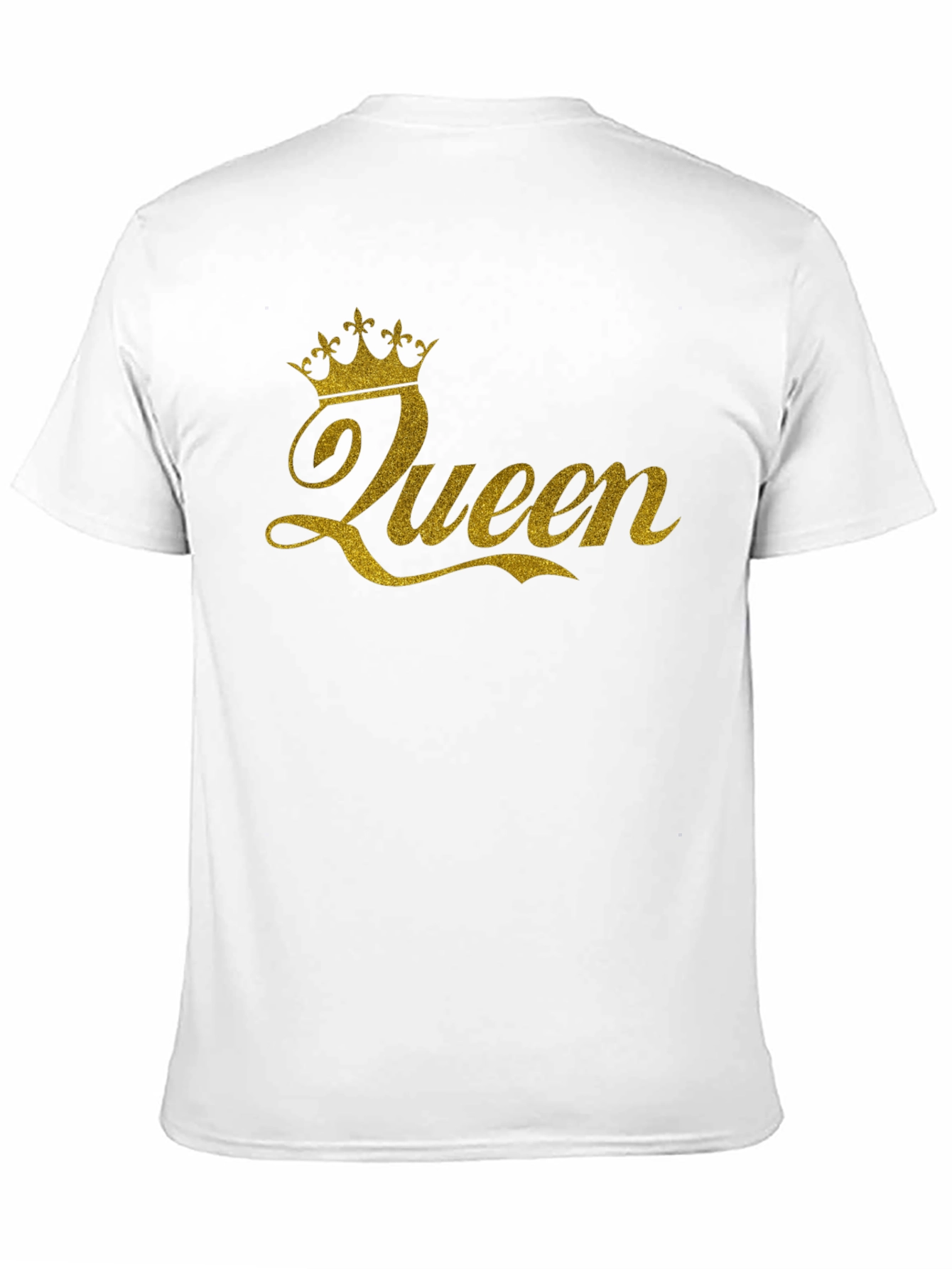 Queen Crown Gold Glitter Black T-Shirt