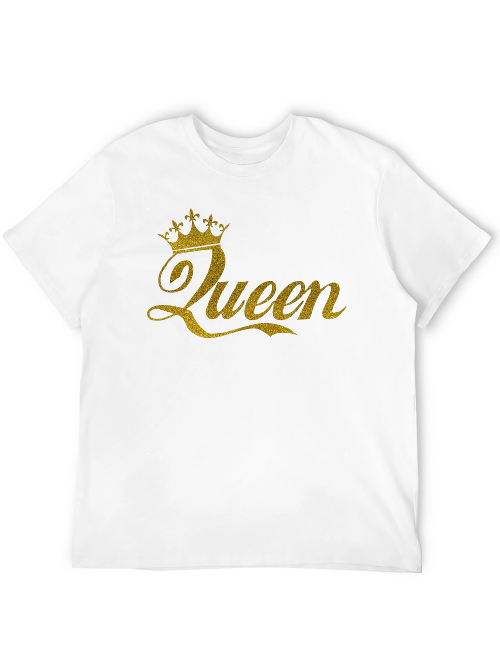 Queen Crown Gold Glitter Black T-Shirt