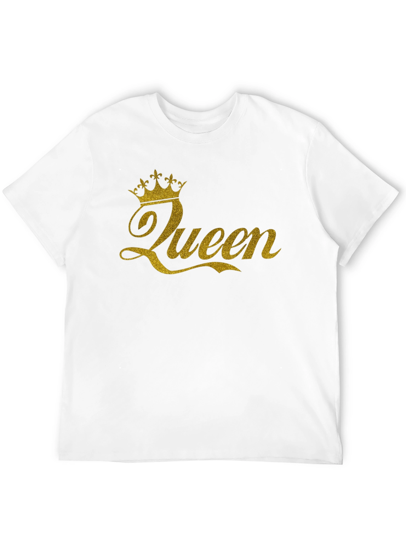 Queen Crown Gold Glitter Black T-Shirt