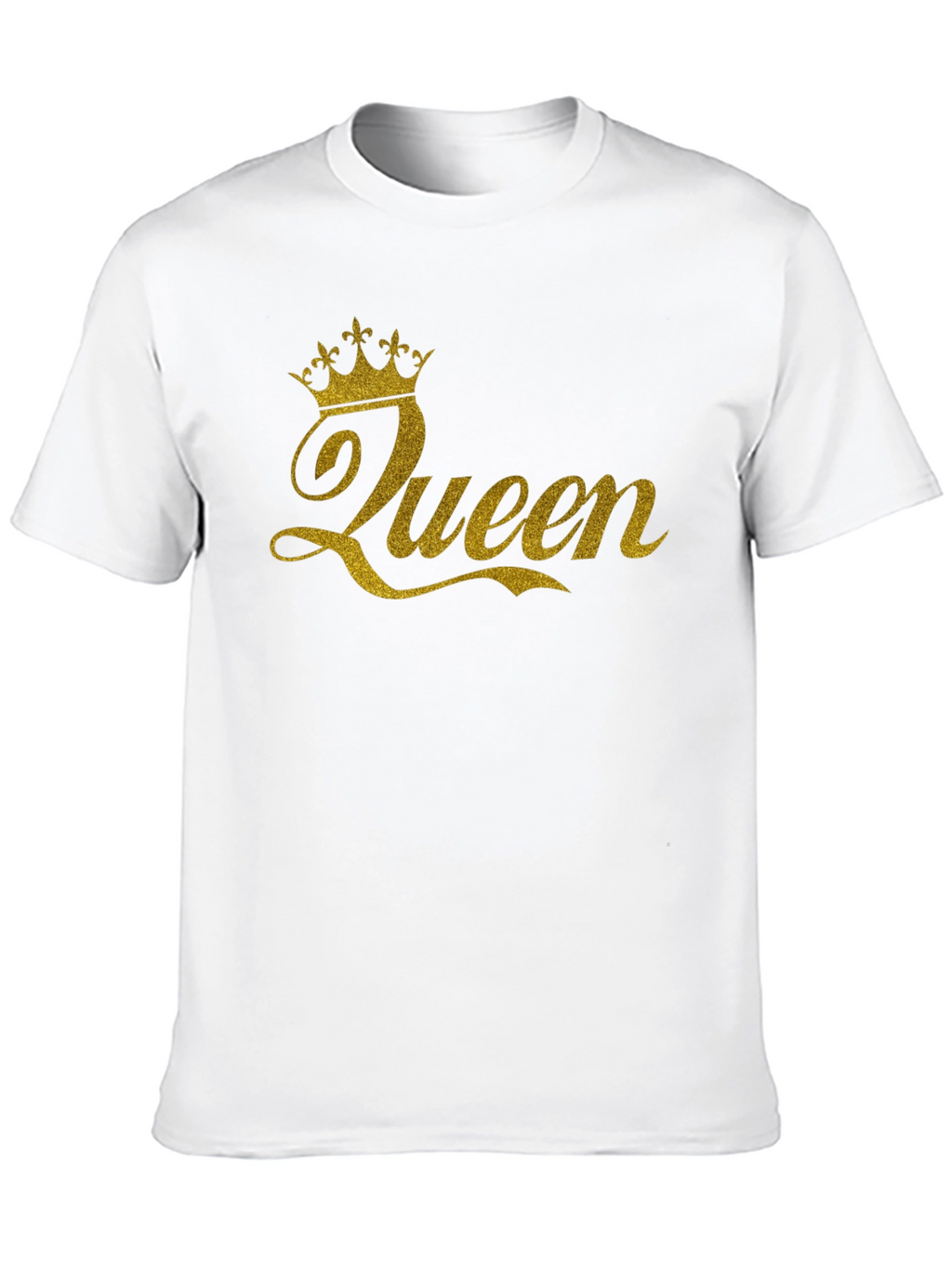 Queen Crown Gold Glitter Black T-Shirt