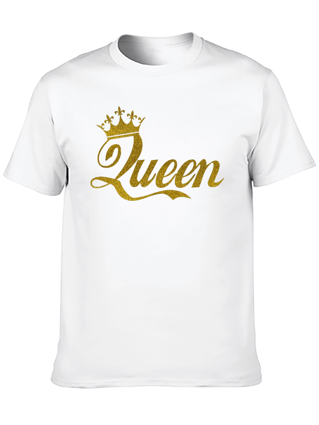 Queen Crown Gold Glitter Black T-Shirt