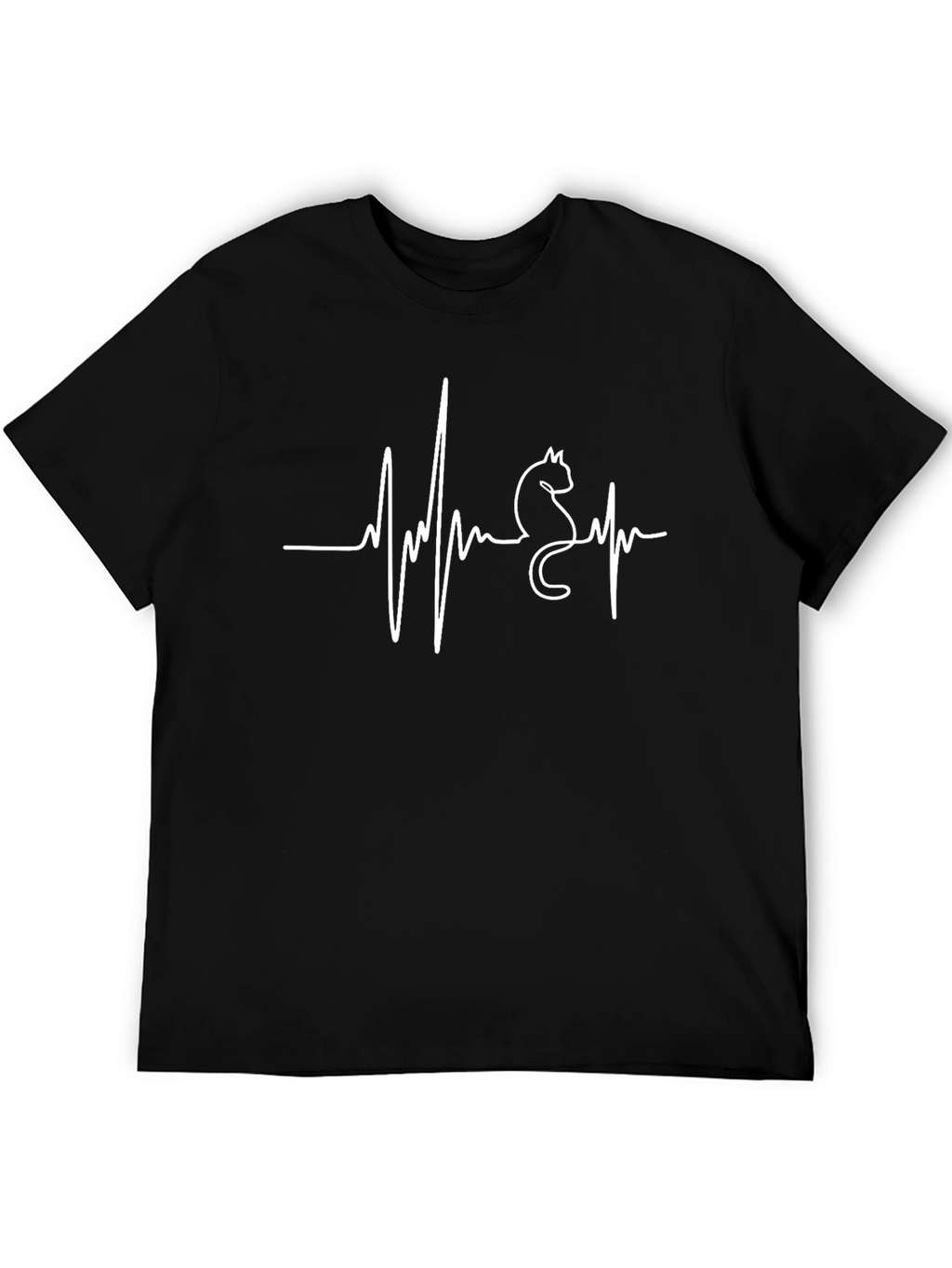 Cat Heartbeat T-Shirt - Black Graphic Tee