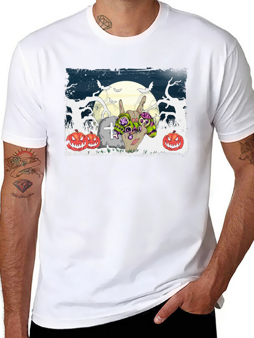 Halloween Zombie Hand Rock On T-Shirt