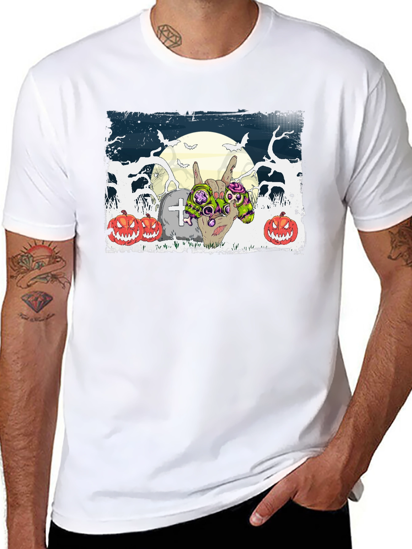 Halloween Zombie Hand Rock On T-Shirt