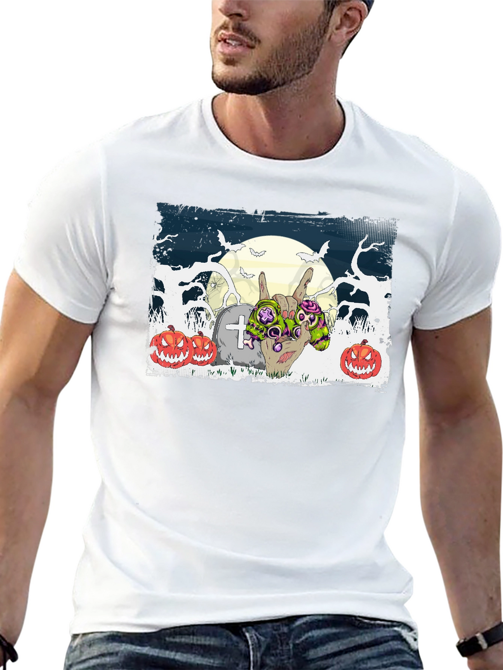 Halloween Zombie Hand Rock On T-Shirt