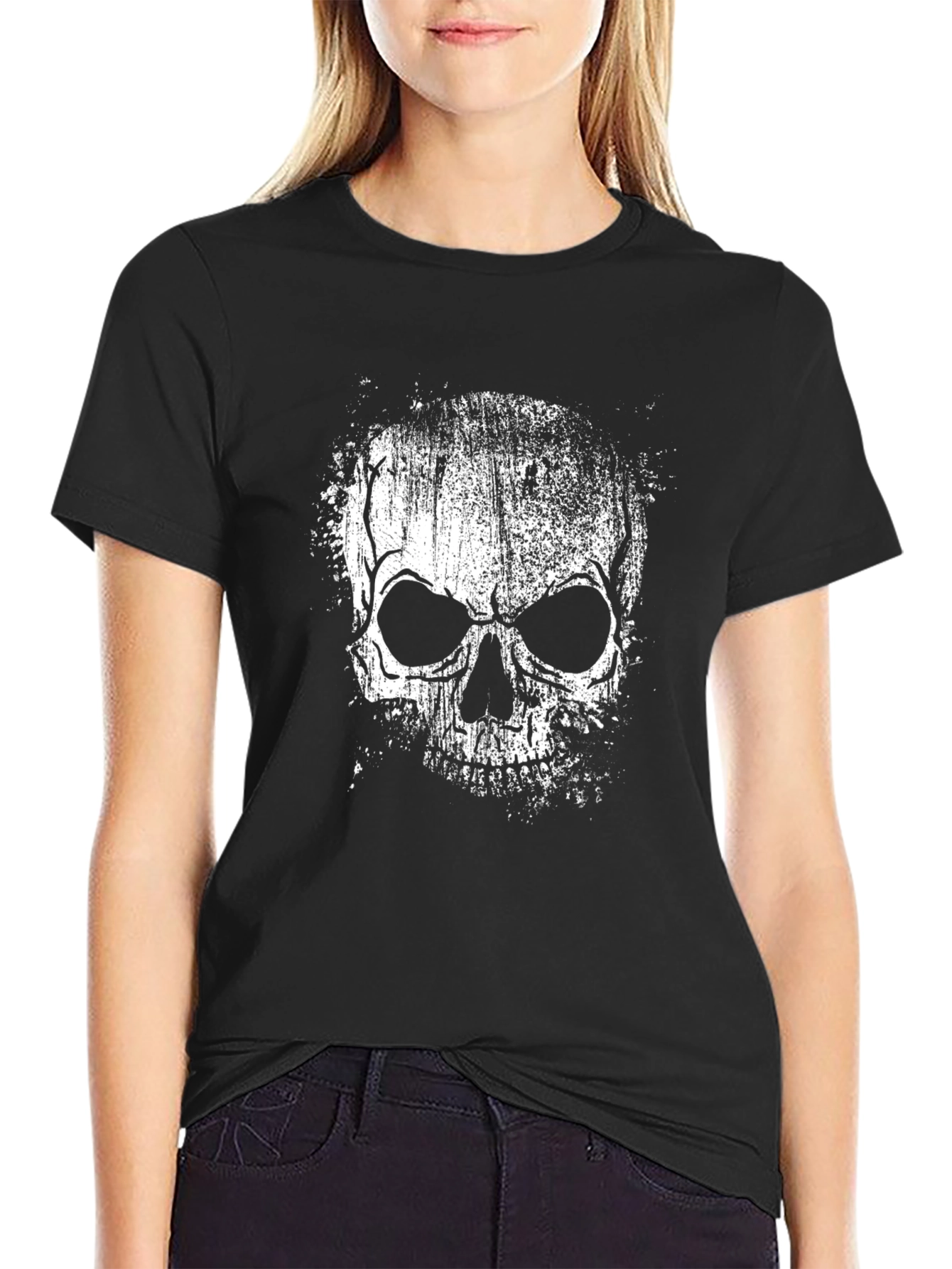 Grungy Skull Graphic Tee - Mens Black T-Shirt