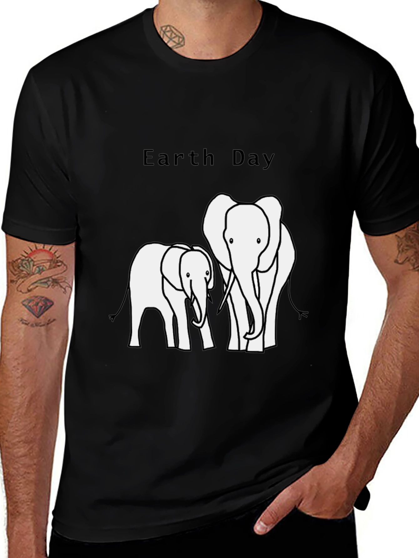 Earth Day Elephant Graphic T-Shirt